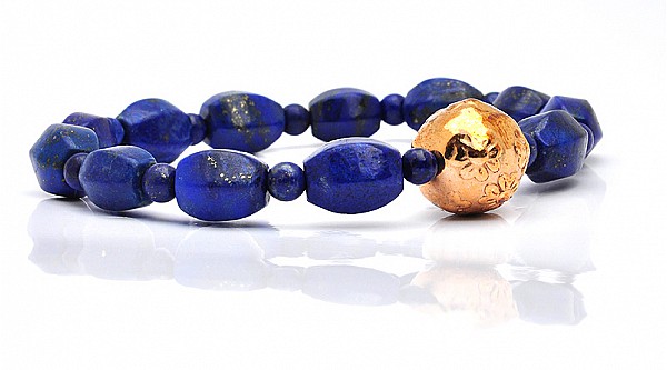 Lapis with Gold Bead Bracelet