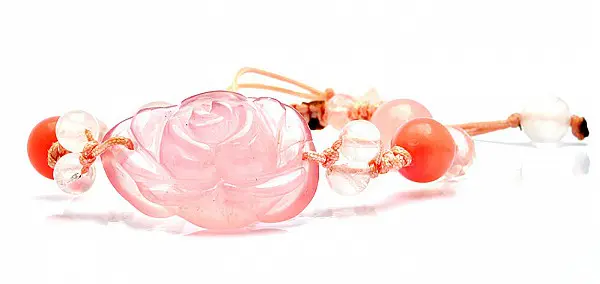 Fine Hand-carved Rose Quartz and Pink Opal Bracelet