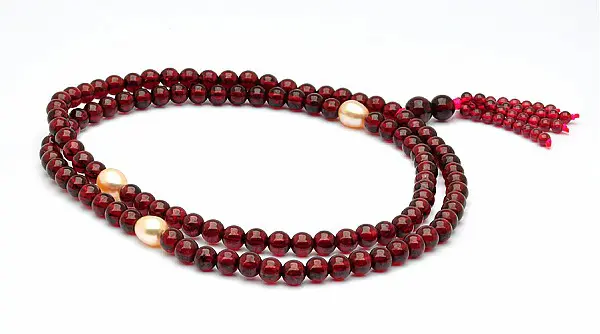 Genuine Rhodolite Garnet with Pearl Beads Mala