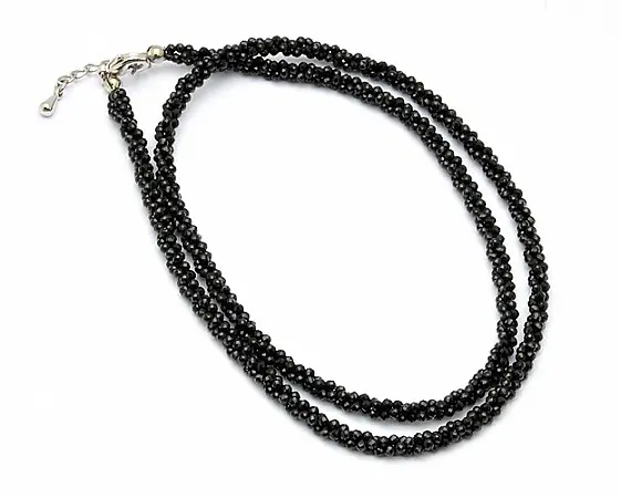 AAA 1.5mm Sparkle Black Faceted Spinel Necklace