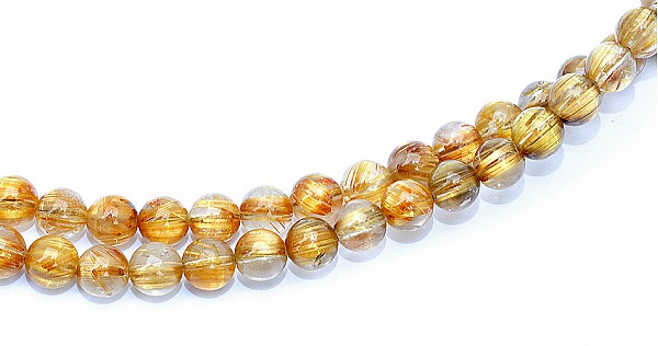 Genuine AAAA Golden Rutilated Quartz 8mm Beads Mala with Lapis