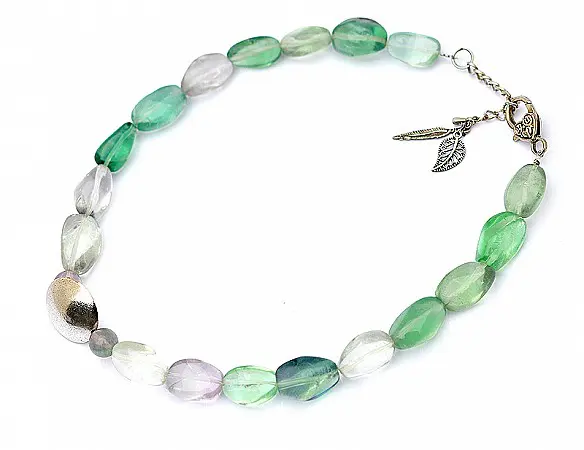 Fluorite Nuggets Necklace with Silver Clasp