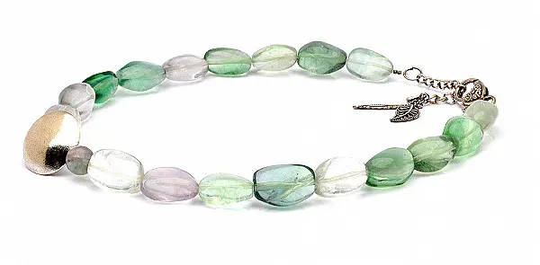 Fluorite Nuggets Necklace with Silver Clasp