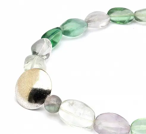 Fluorite Nuggets Necklace with Silver Clasp