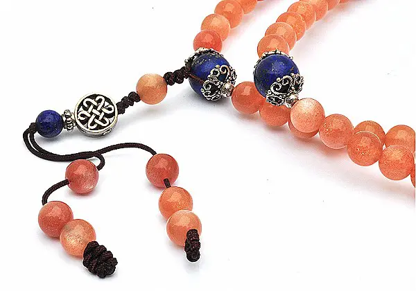 Sun Stone and Lapis Beads 108 Mala