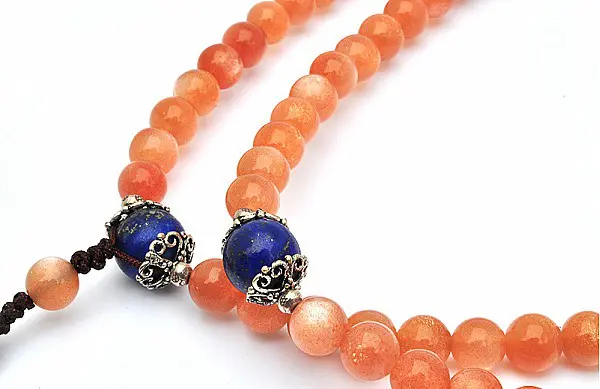 Sun Stone and Lapis Beads 108 Mala