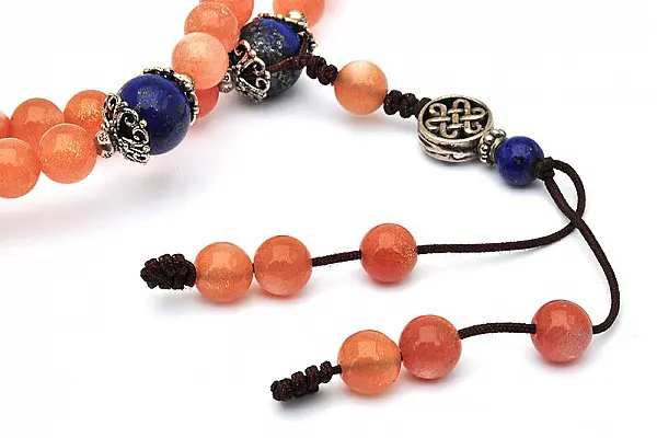 Sun Stone and Lapis Beads 108 Mala