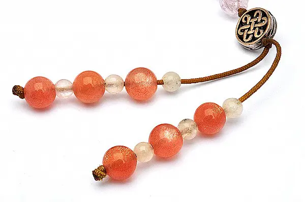 Sun Stone Beads Mala with Agate Kunzite and Beryl