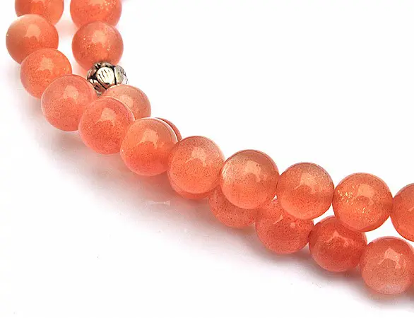 Sun Stone Beads Mala with Agate Kunzite and Beryl