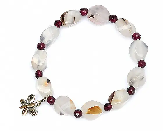 Agate Bracelet with Garnet beads