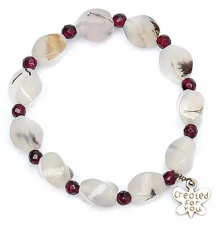 Agate Bracelet with Garnet beads