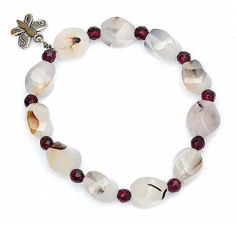 Agate Bracelet with Garnet beads