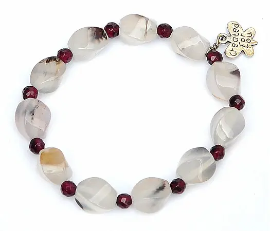 Agate Bracelet with Garnet beads