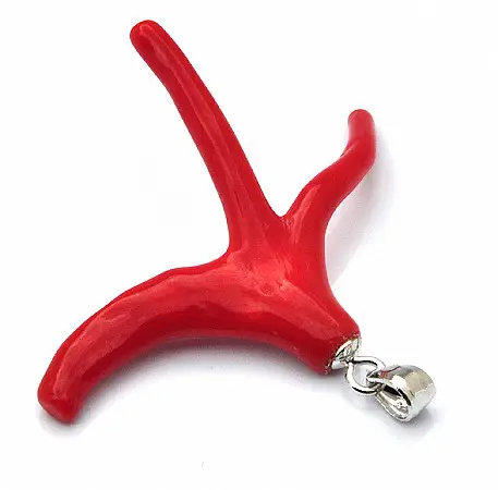 AKA Red Coral Pendant with 18inch 925 Silver Necklace