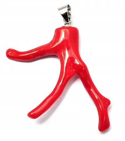 AKA Red Coral Pendant with 18inch 925 Silver Necklace