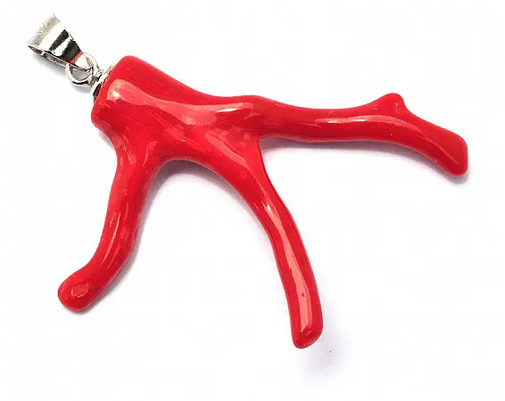 AKA Red Coral Pendant with 18inch 925 Silver Necklace