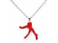 AKA Red Coral Pendant with 18inch 925 Silver Necklace