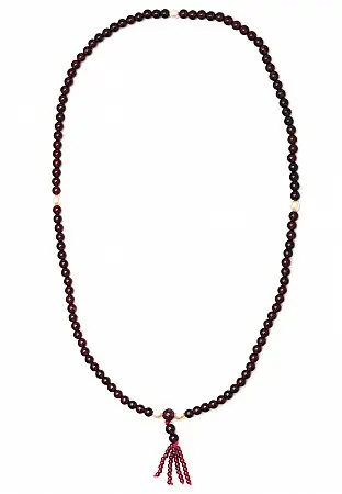 Genuine Rhodolite Garnet with Pearl Beads Mala January Birthstone