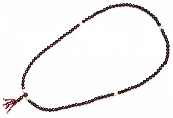 Genuine Rhodolite Garnet with Pearl Beads Mala January Birthstone