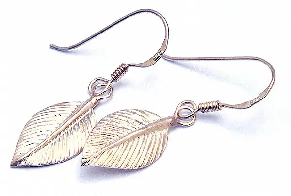 Leaf Shaped Silver Earrings