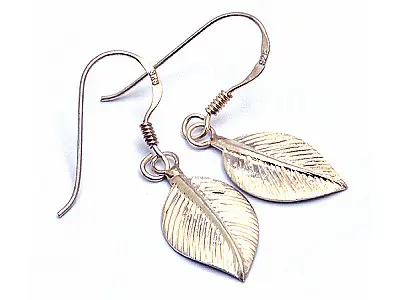 Leaf Shaped Silver Earrings