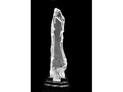 Clear Natural Selenite Crystal including Wooden Stand