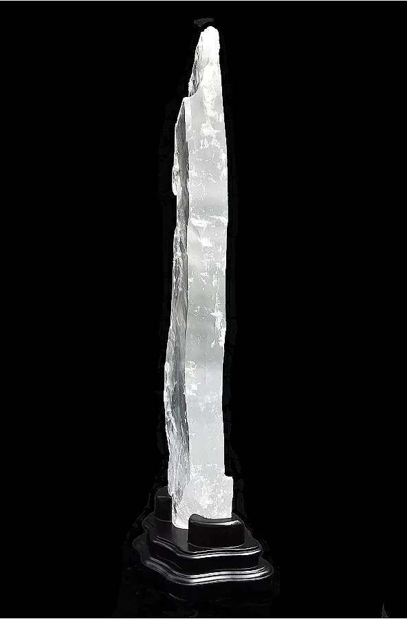 Clear Natural Selenite Crystal including Wooden Stand