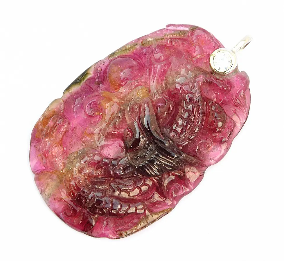 Multi colour Tourmaline Dragon Pendant