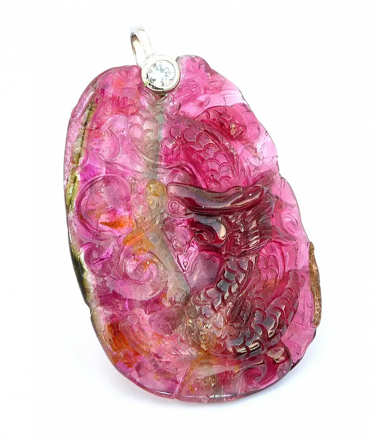 Multi colour Tourmaline Dragon Pendant