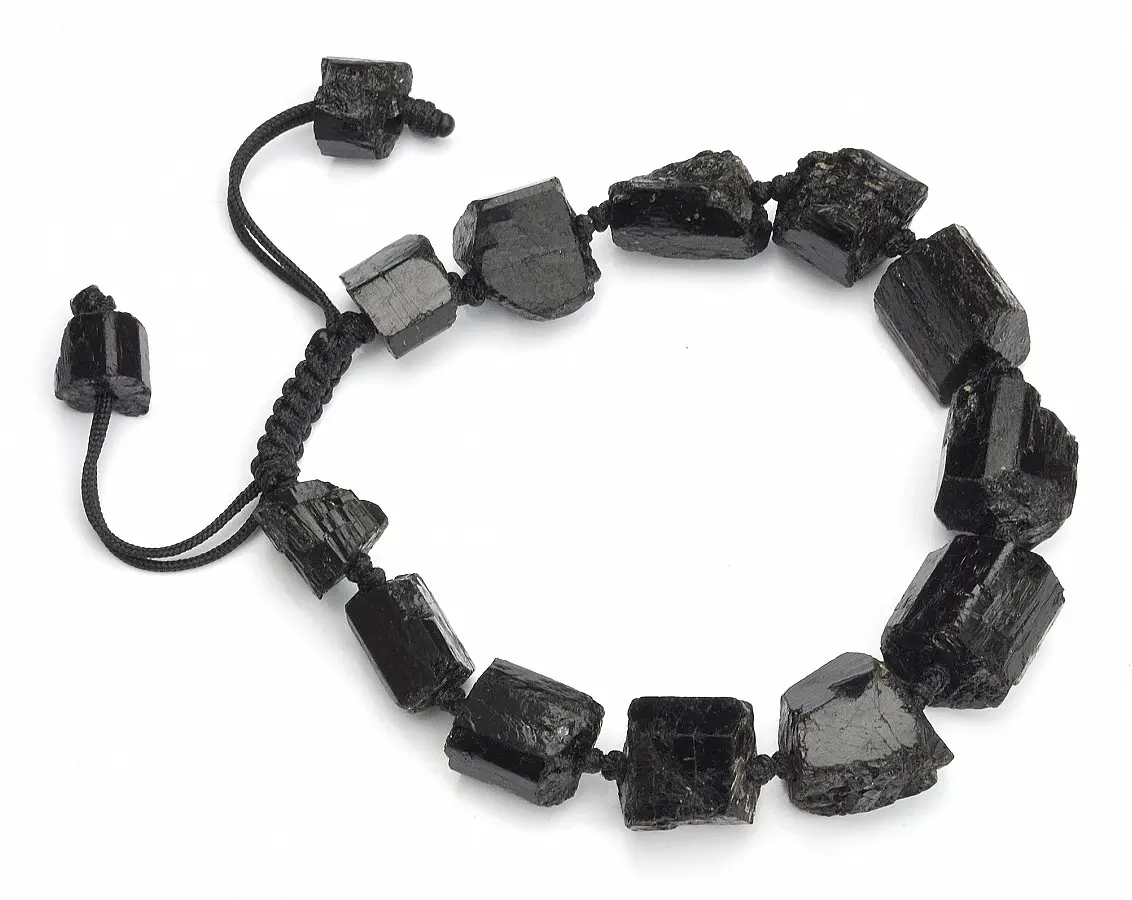 Black Tourmaline Rock Rough Bracelet