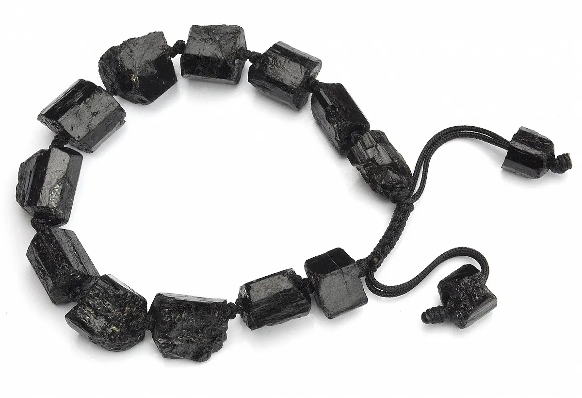 Black Tourmaline Rock Rough Bracelet