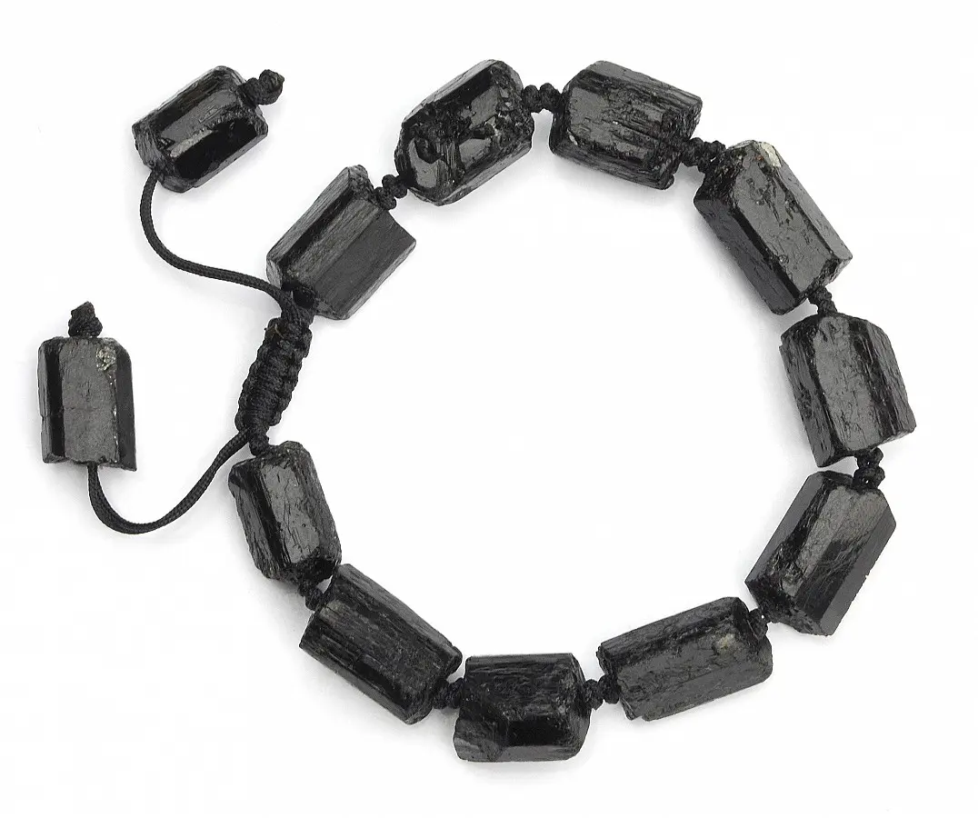 Black Tourmaline Rock Rough Bracelet