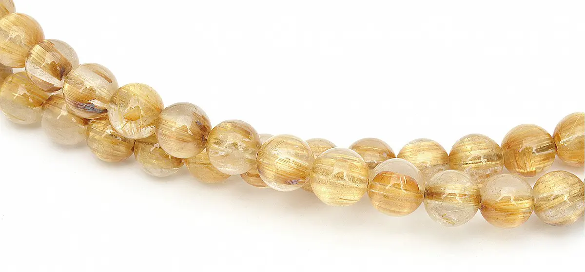Genuine AAAA Golden Rutilated Quartz 7mm Beads Mala with Lapis