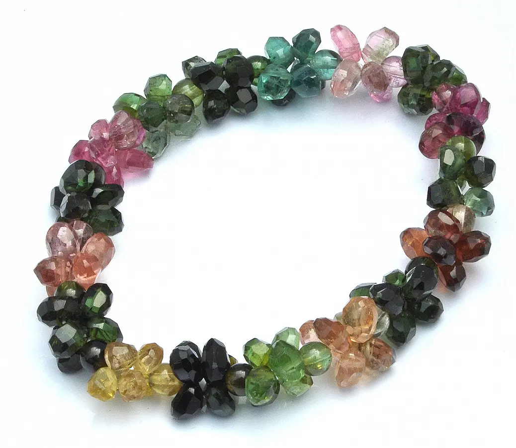 Genuine High Quality Rainbow Tourmaline Briolettes Bracelet