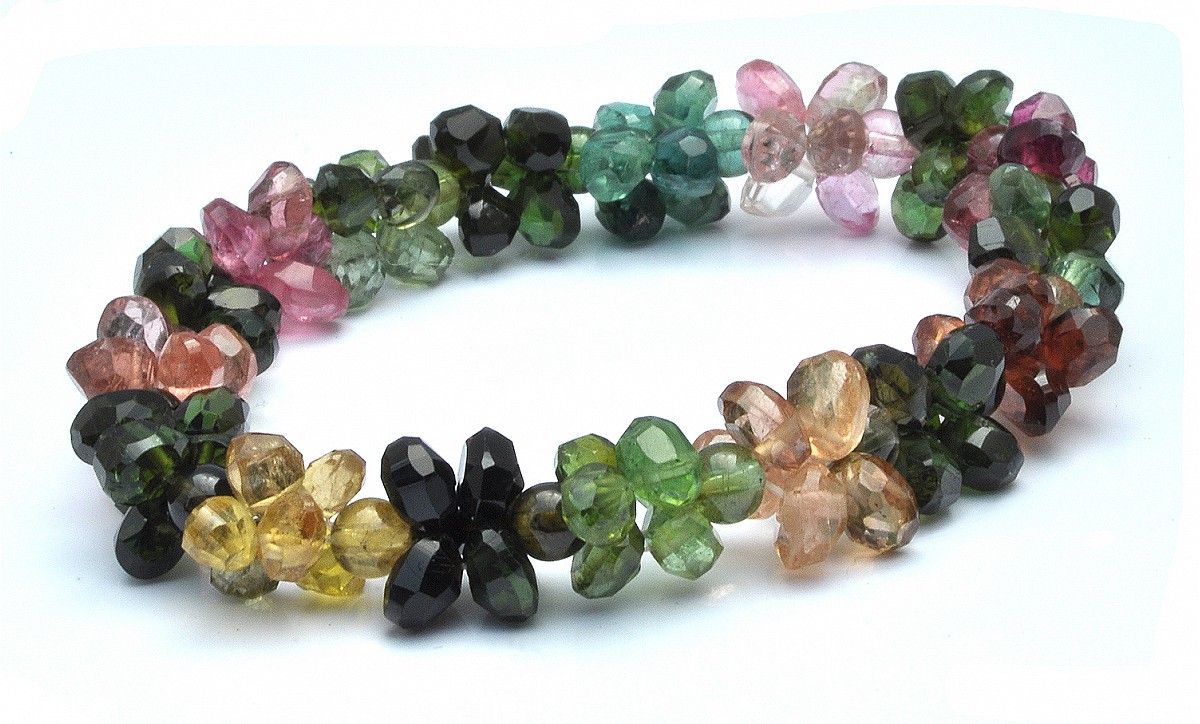 Genuine High Quality Rainbow Tourmaline Briolettes Bracelet