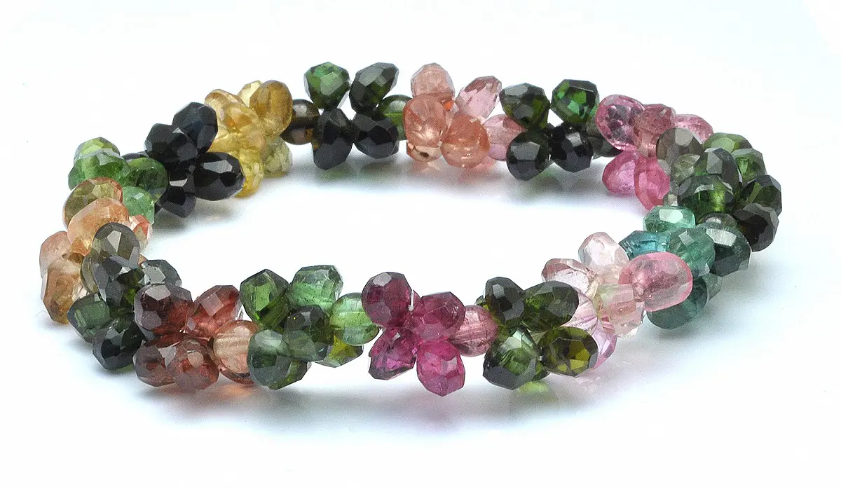 Genuine High Quality Rainbow Tourmaline Briolettes Bracelet