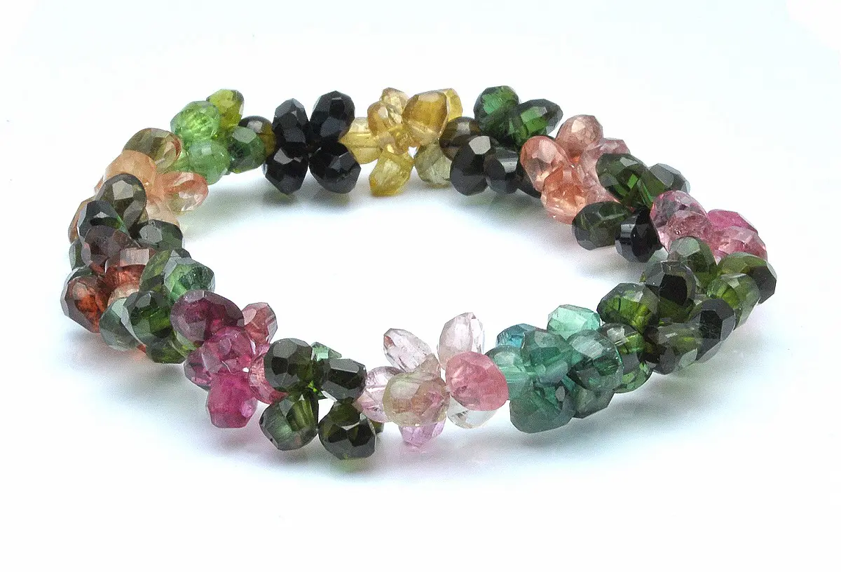 Genuine High Quality Rainbow Tourmaline Briolettes Bracelet