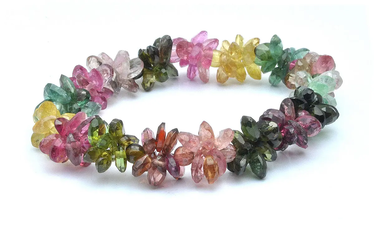 Genuine High Quality Rainbow Tourmaline Briolettes Bracelet