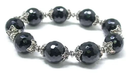 Classic Silver Black Tourmaline Bracelet