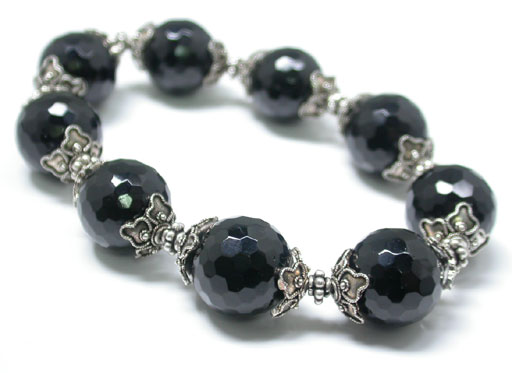 Classic Silver Black Tourmaline Bracelet