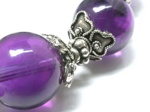 Classic Silver Amethyst Bead Bracelet DD1