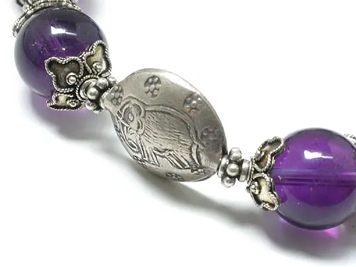 Classic Silver Amethyst Bead Bracelet DD1