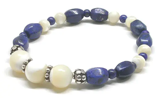 Lapis and Shell Bracelet with Silver