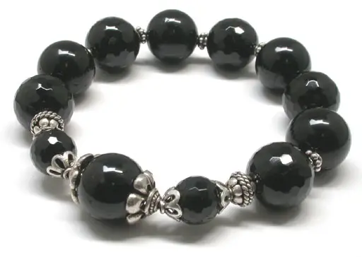 Black Tourmaline and Silver Bracelet