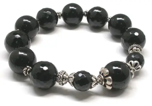 Black Tourmaline and Silver Bracelet