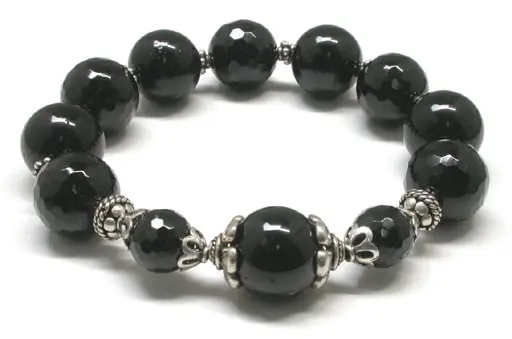 Black Tourmaline and Silver Bracelet