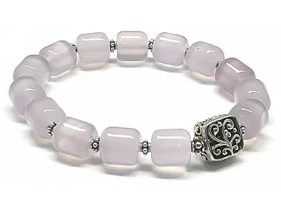 Purple Agate and Silver Bracelet