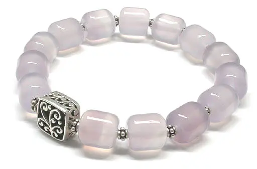 Purple Agate and Silver Bracelet