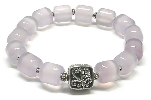 Purple Agate and Silver Bracelet