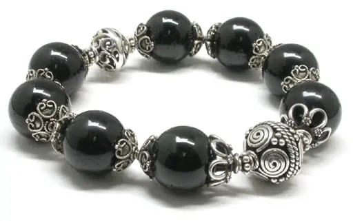 Black Tourmaline and Silver Bracelet